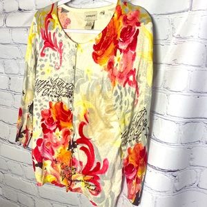 Aubergene Medium 74% Rayon, 26% Nylon Multi color 3 quarter sleeve sweater